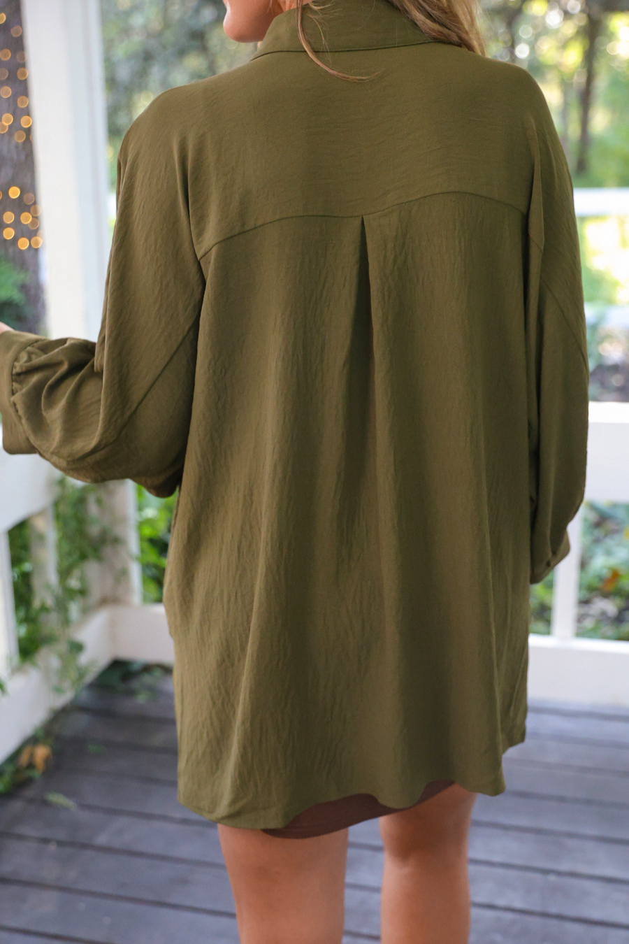 Sloane Button Up Top- Olive - Jess Lea Boutique