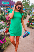 Caitlin Flutter Sleeve Dress, Green - Jess Lea Boutique