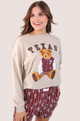 Benny The Bear Texas Pullover- Maroon - Jess Lea Boutique