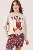 Benny The Bear Texas Pullover- Maroon - Jess Lea Boutique