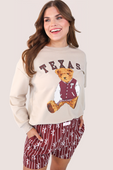 Benny The Bear Texas Pullover- Maroon - Jess Lea Boutique