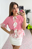 Rosy Ruffle Bow Top - Jess Lea Boutique