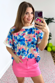 Brushstroke Blooms Floral Top - Jess Lea Boutique