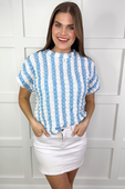 Bold And Bubbly Top, Light Blue - Jess Lea Boutique