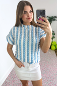 Bold And Bubbly Top, Light Blue - Jess Lea Boutique