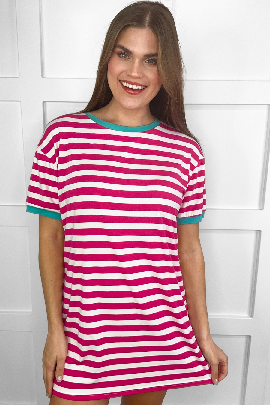 Living In Stripes Dress, Pink/Teal