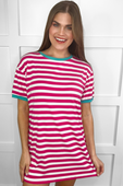 Living In Stripes Dress, Pink/Teal - Jess Lea Boutique