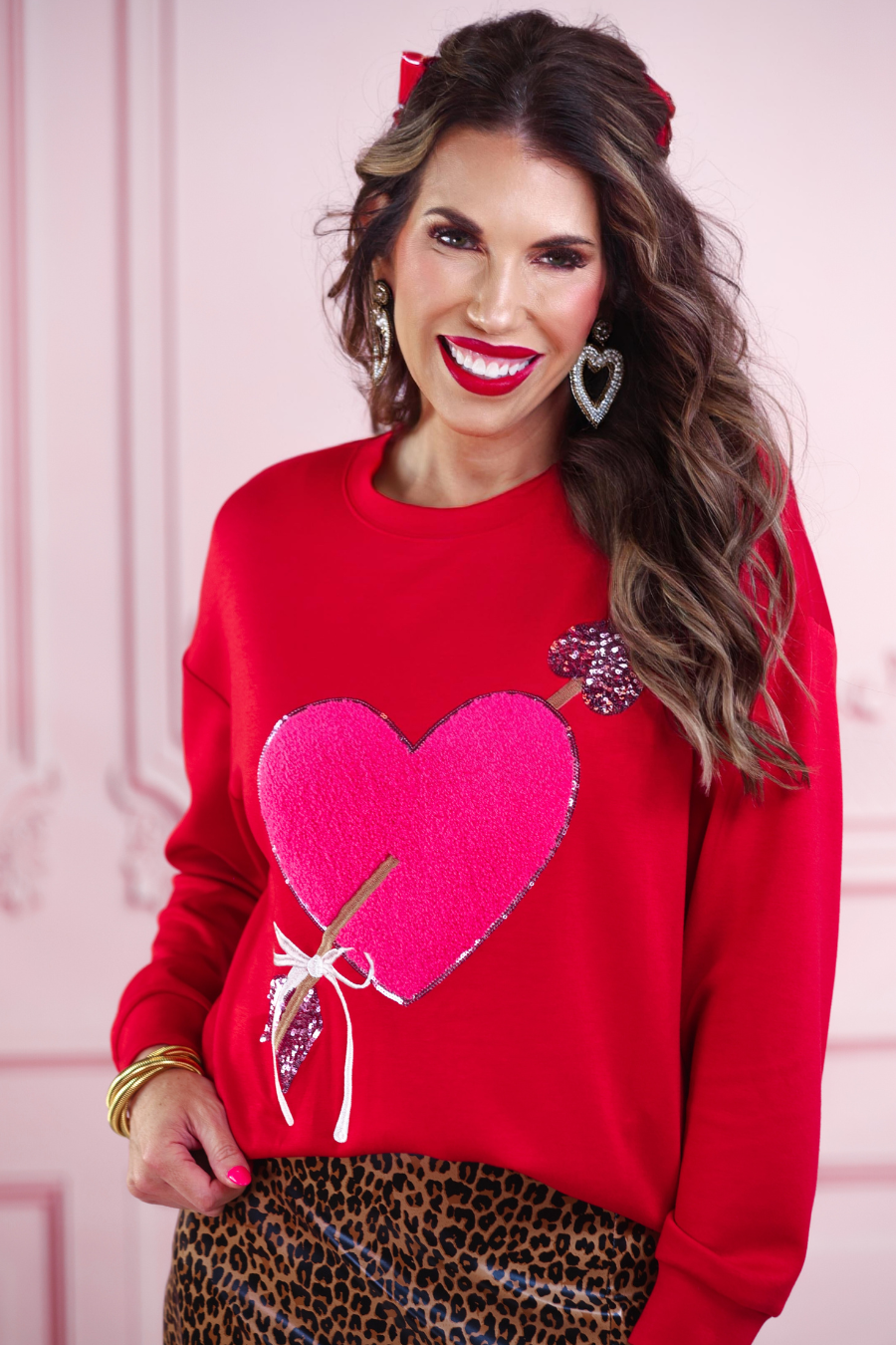 Cross My Heart Chenille Patch Pullover - Jess Lea Boutique