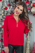 Levi Ribbed Quarter Zip Pullover - Jess Lea Boutique