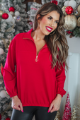 Levi Ribbed Quarter Zip Pullover - Jess Lea Boutique