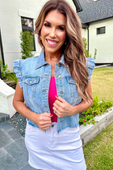 Jordan Ruffle Denim Vest - Jess Lea Boutique