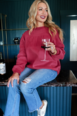 Wine Embossed Sweatshirt - Jess Lea Boutique