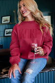 Wine Embossed Sweatshirt - Jess Lea Boutique