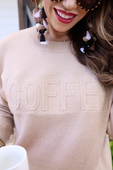 Coffee Embossed Sweater - Jess Lea Boutique