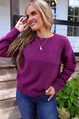 Grateful Embossed Sweater - Jess Lea Boutique