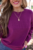 Grateful Embossed Sweater - Jess Lea Boutique