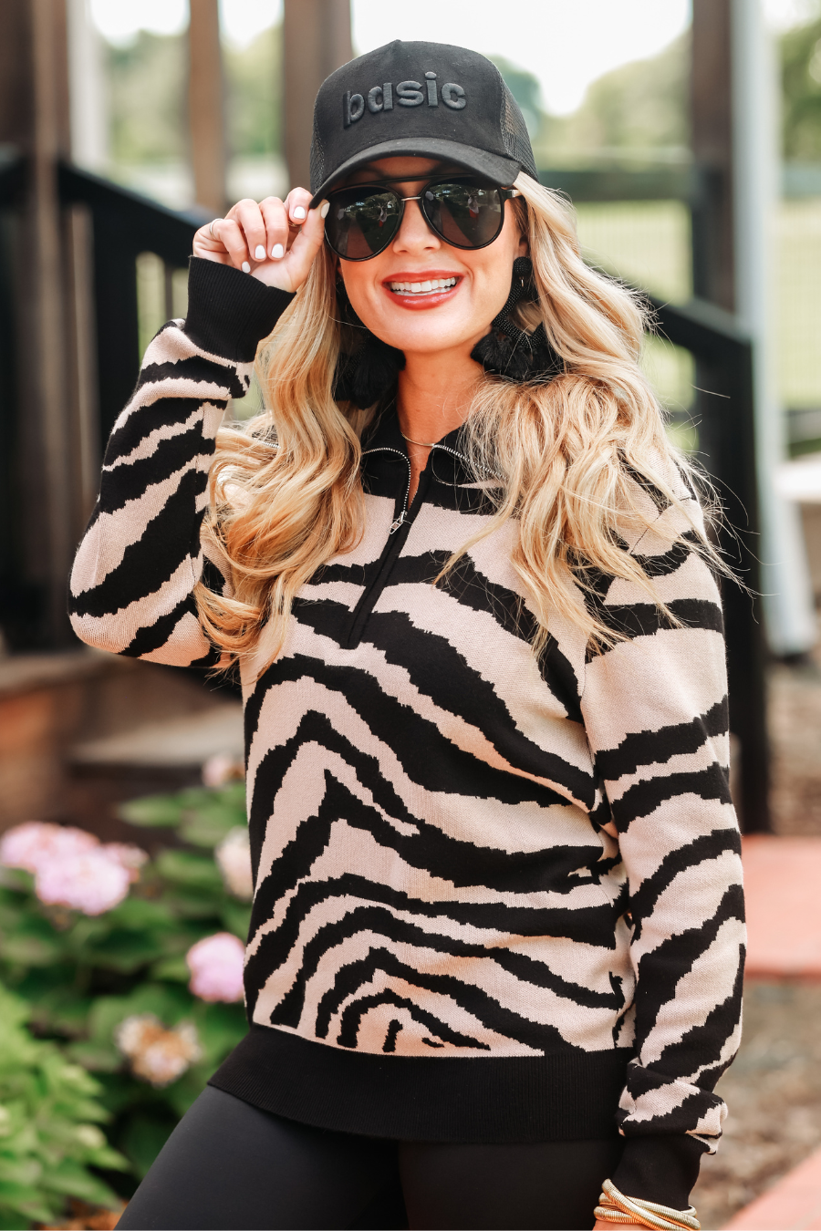 Zuri Zebra Quarter Zip Pullover - Jess Lea Boutique