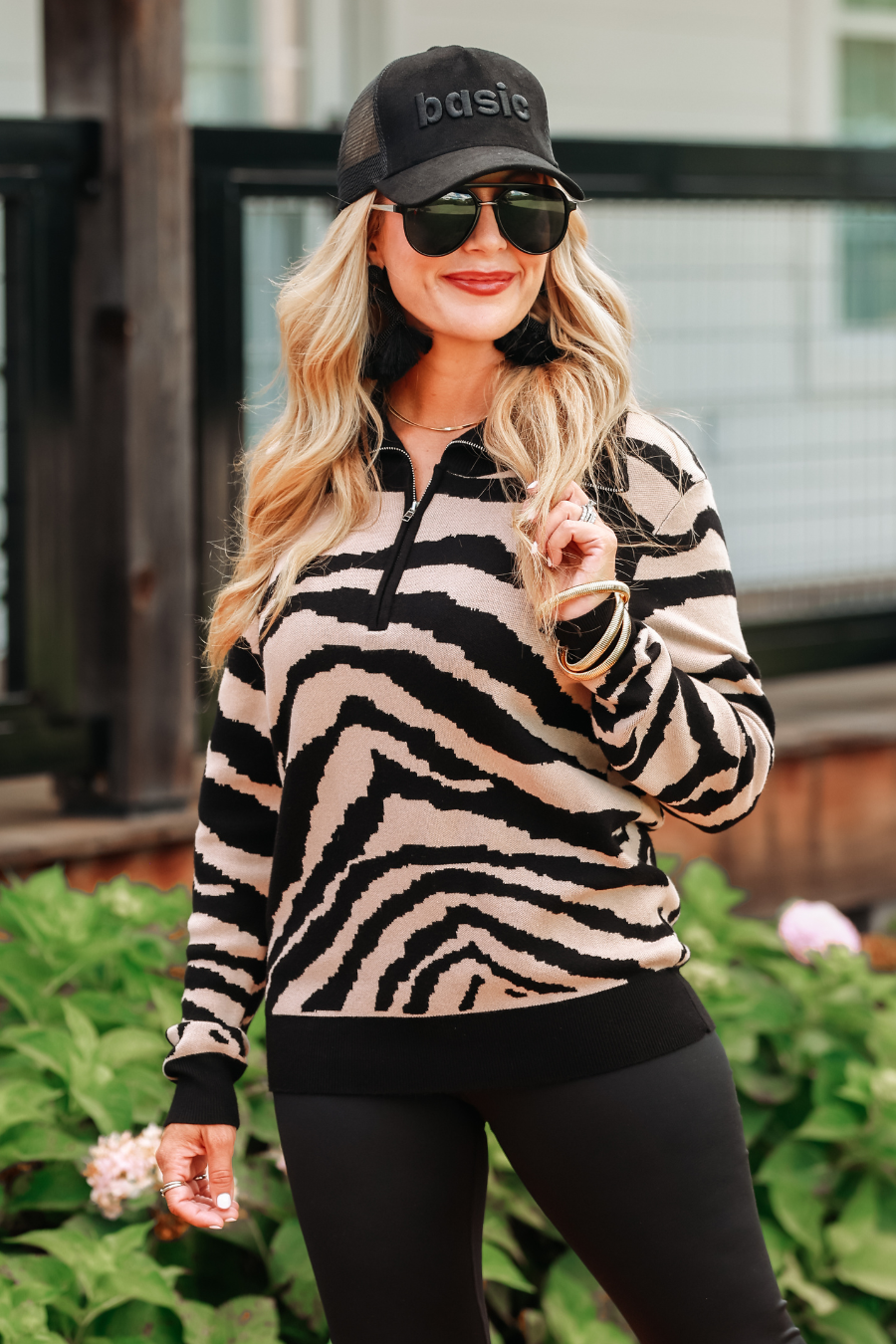 Zuri Zebra Quarter Zip Pullover - Jess Lea Boutique