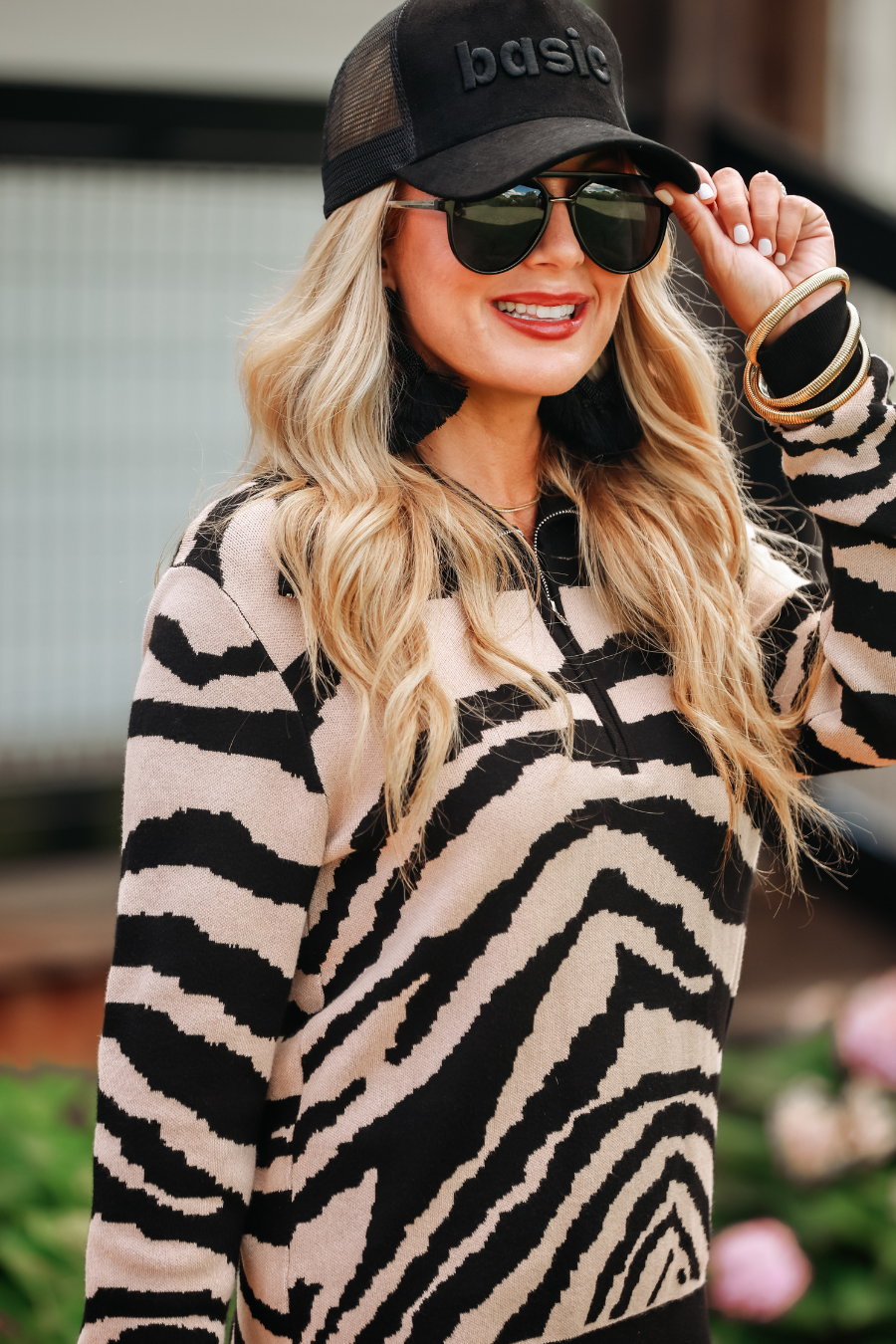 Zuri Zebra Quarter Zip Pullover - Jess Lea Boutique