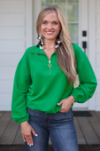 Levi Ribbed Quarter Zip Pullover - Jess Lea Boutique