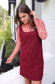 PREORDER- Rory Ribbed Jumper Dress- Burgundy - Jess Lea Boutique
