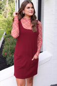PREORDER- Rory Ribbed Jumper Dress- Burgundy - Jess Lea Boutique