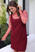 PREORDER- Rory Ribbed Jumper Dress- Burgundy - Jess Lea Boutique