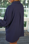 Sloane Button Up Top- Navy - Jess Lea Boutique