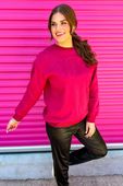 Wine Embossed Sweatshirt - Jess Lea Boutique