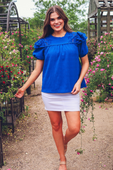 Kimber Eyelet Top, Royal Blue - Jess Lea Boutique