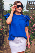 Kimber Eyelet Top, Royal Blue - Jess Lea Boutique