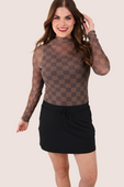 Keigan Mesh Top- Chocolate Checkered - Jess Lea Boutique