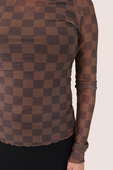 Keigan Mesh Top- Chocolate Checkered - Jess Lea Boutique