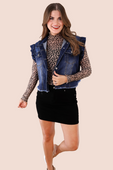 Jordan Ruffle Denim Vest- Dark Denim - Jess Lea Boutique