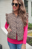 PREORDER- Clara Leopard Puffer Vest - Jess Lea Boutique