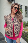 PREORDER- Clara Leopard Puffer Vest - Jess Lea Boutique