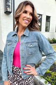 Stevie Rhinestone Denim Jacket - Jess Lea Boutique