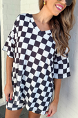 Daily Basis Biker Set, Black/White Checkered - Jess Lea Boutique