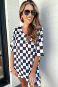 Daily Basis Biker Set, Black/White Checkered - Jess Lea Boutique