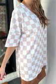 Daily Basis Biker Set, Neutral Checkered - Jess Lea Boutique