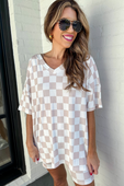 Daily Basis Biker Set, Neutral Checkered - Jess Lea Boutique