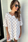 Daily Basis Biker Set, Neutral Checkered - Jess Lea Boutique