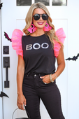 Hey Boo Sequin Patch Top - Jess Lea Boutique