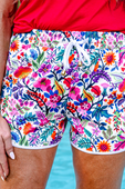 PREORDER-Fiesta Time Floral Drawstring Everyday Shorts, White - Jess Lea Boutique