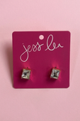 Emerald Cut Stud Earrings- Clear