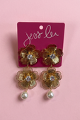 Golden Floral Drop Earrings
