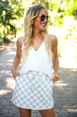 PREORDER-Grey Area Checkered Skort - Jess Lea Boutique