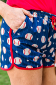 PREORDER-Out Of Your League Baseball Drawstring Everyday Shorts - Jess Lea Boutique