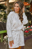 Printed Terry Skort Set- White Chloe Camo