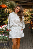 Printed Terry Skort Set- White Chloe Camo
